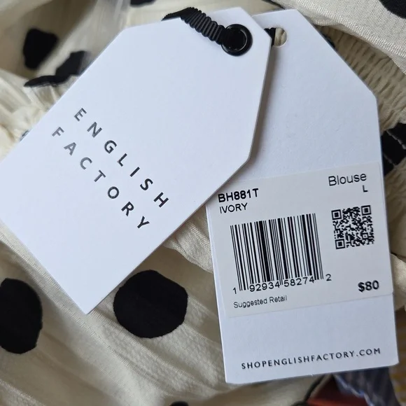 English Factory Polka Dot Smock Neck Blouse And Just Like That Charlotte York - Picture 7 of 7